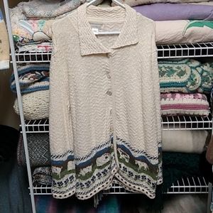 Woman's cardigan sweater linen and cotton